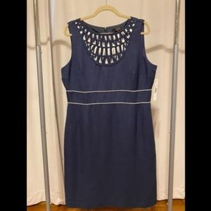Alex Marie Linen Blend Navy Dress 16 NWT